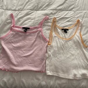 Forever 21 Pink and White Tank Tops